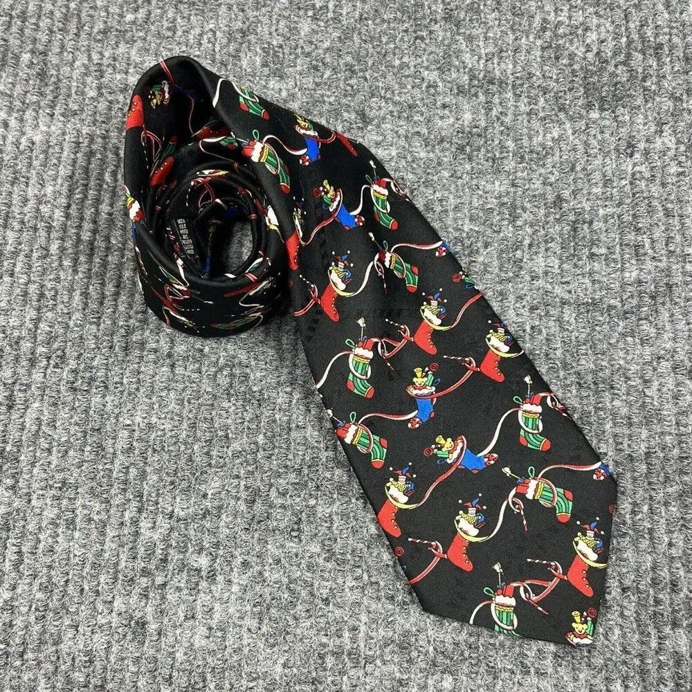 Hallmark Christmas Necktie Mens‎ Holiday Festive Stockings Candy Cane Dressy NWT
